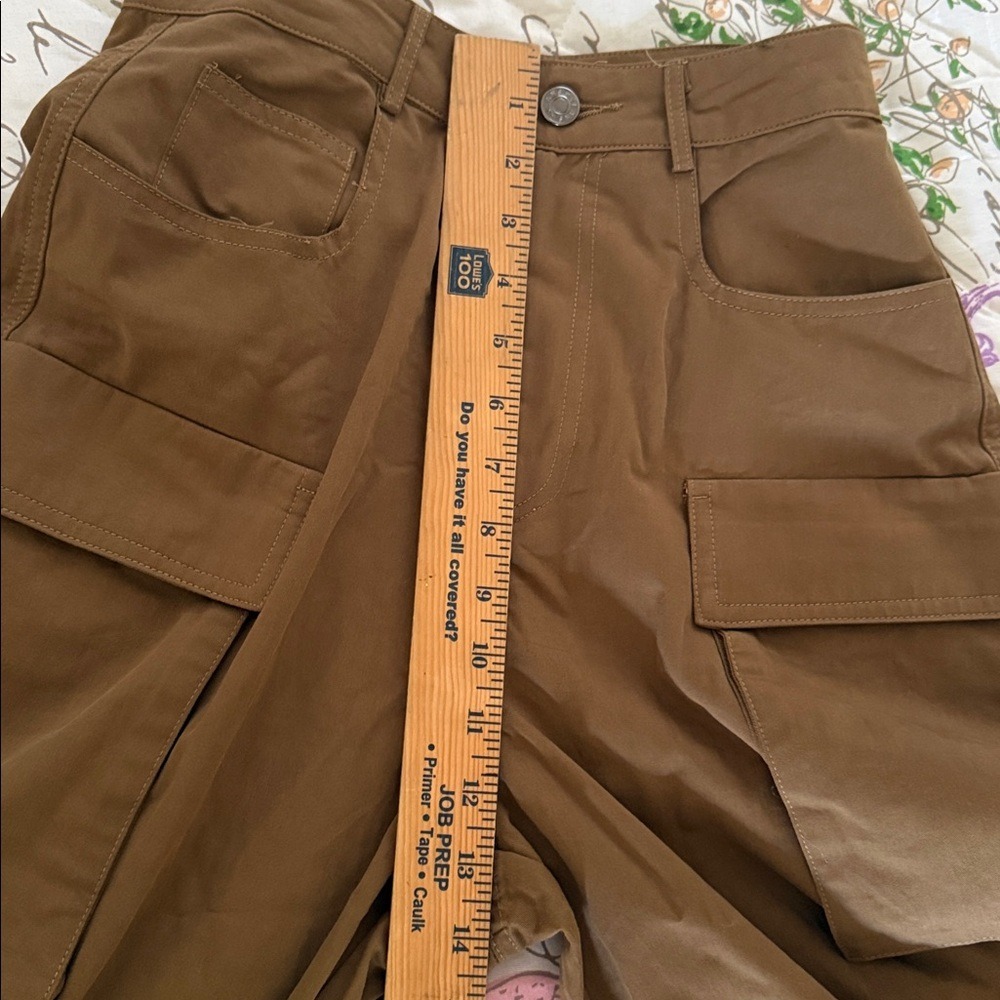 Molly King X Bayse Wide Leg Cargo Pants Khaki Utility Pocket Zipper Detail Cropp - Picture 13 of 14